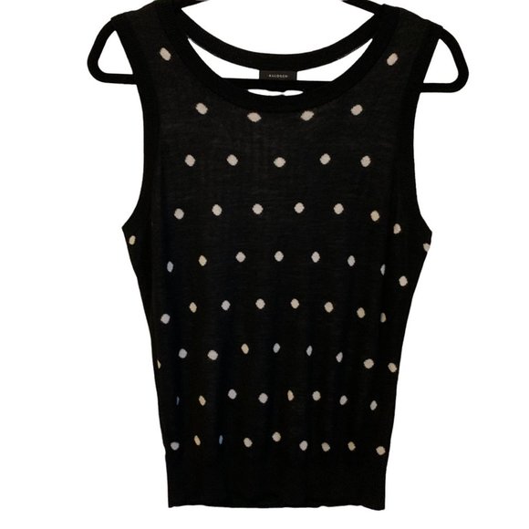 Black and White Polka Dot, Crew Neck Knit Tank Top Vest, Halogen, 1P, Barbiecore - Picture 1 of 7
